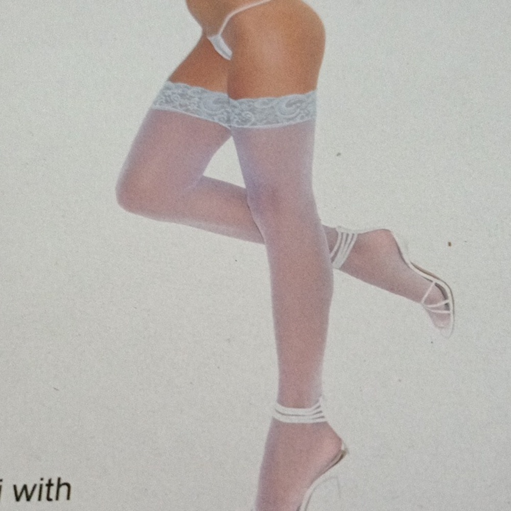 Elegant moments sheer thigh high baby blue lace top - Picture 2 of 4